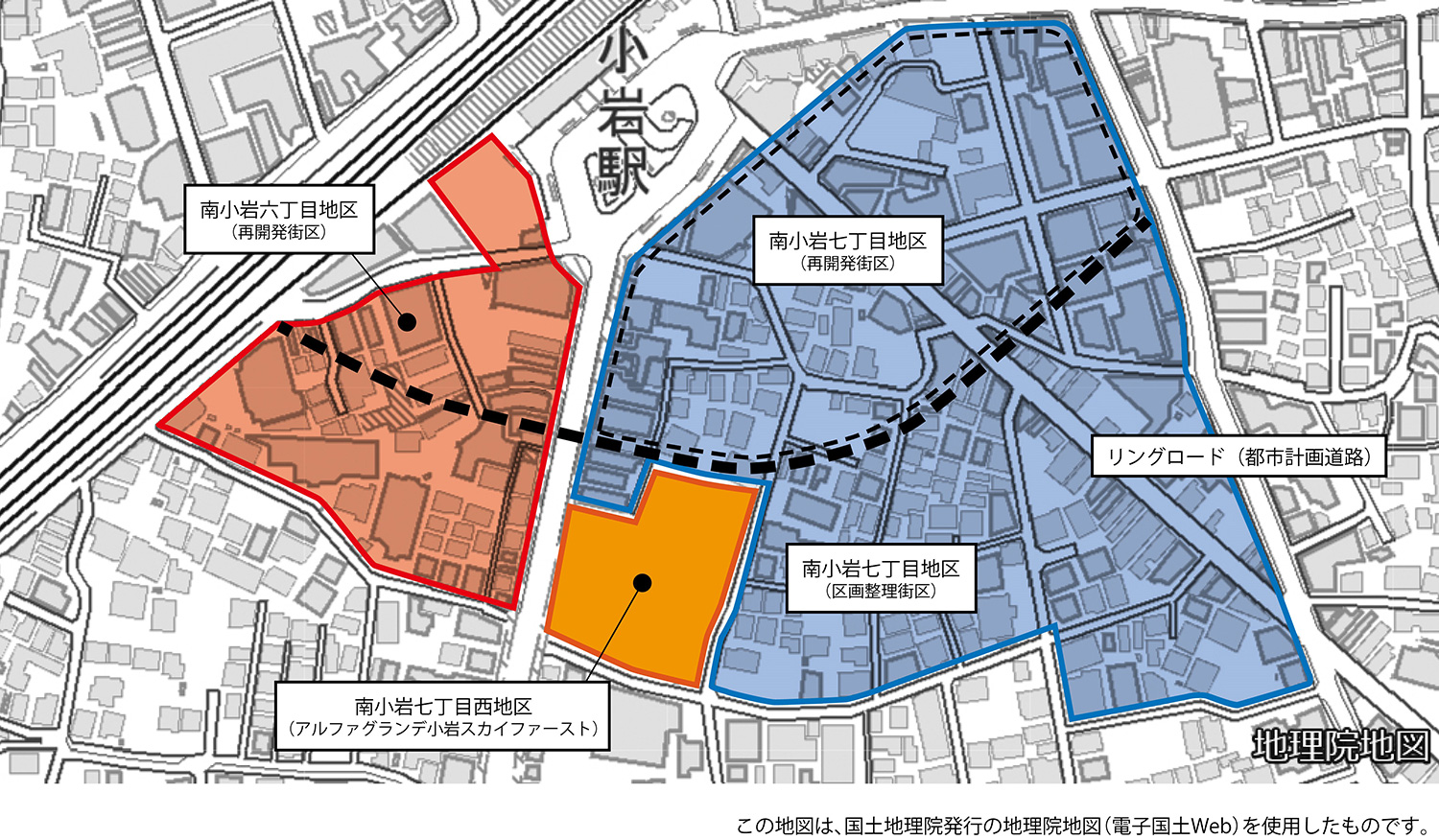 JR小岩駅南側エリアの再開発施行地区　　弊社作成